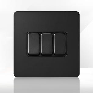 Stainless steel Switch BJ-3 Gang 2 Way switch-Black